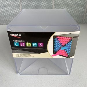 *Chipped Corner* Deflecto 350201 Stackable Desk Organizer Cube With X Divider